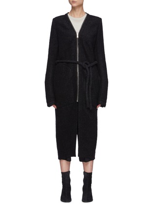 Main View - Click To Enlarge - RICK OWENS  - Klaus' Belted Collarless Zip Up Felt Coat