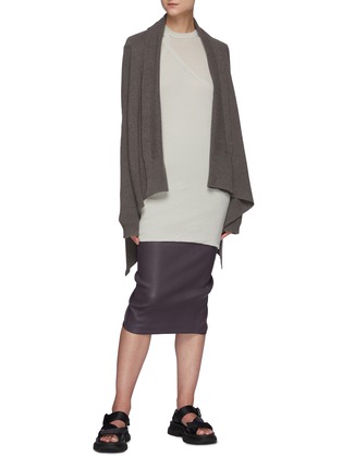 Figure View - Click To Enlarge - RICK OWENS  - Pillar' Leather Midi Skirt