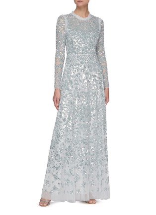 Figure View - Click To Enlarge - NEEDLE & THREAD - 'Aurelia' Sequin Embellished Long Sleeve Gown