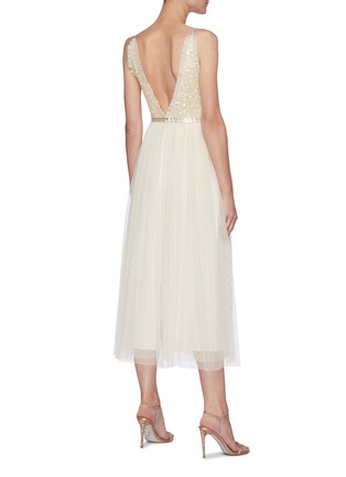 Back View - Click To Enlarge - NEEDLE & THREAD - 'Aurelia' Sequin Embellished Bodice V-neck Ballerina Dress
