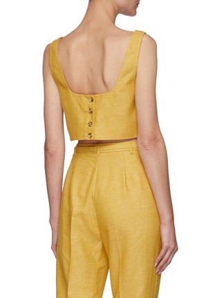 Back View - Click To Enlarge - GABRIELA HEARST - 'Joan' cashmere-linen buttoned back crop top