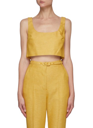 Main View - Click To Enlarge - GABRIELA HEARST - 'Joan' cashmere-linen buttoned back crop top