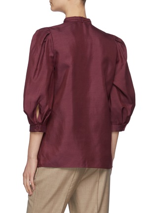 Back View - Click To Enlarge - GABRIELA HEARST -  ''Berry' Puffed Sleeve Buckle Collar Silk Blouse