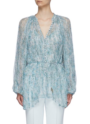 Main View - Click To Enlarge - ACLER - 'Astone' Floral Print Pleated Chiffon Blouse