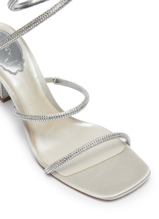 Detail View - Click To Enlarge - RENÉ CAOVILLA - 'Cleo' strass coil anklet satin sandals