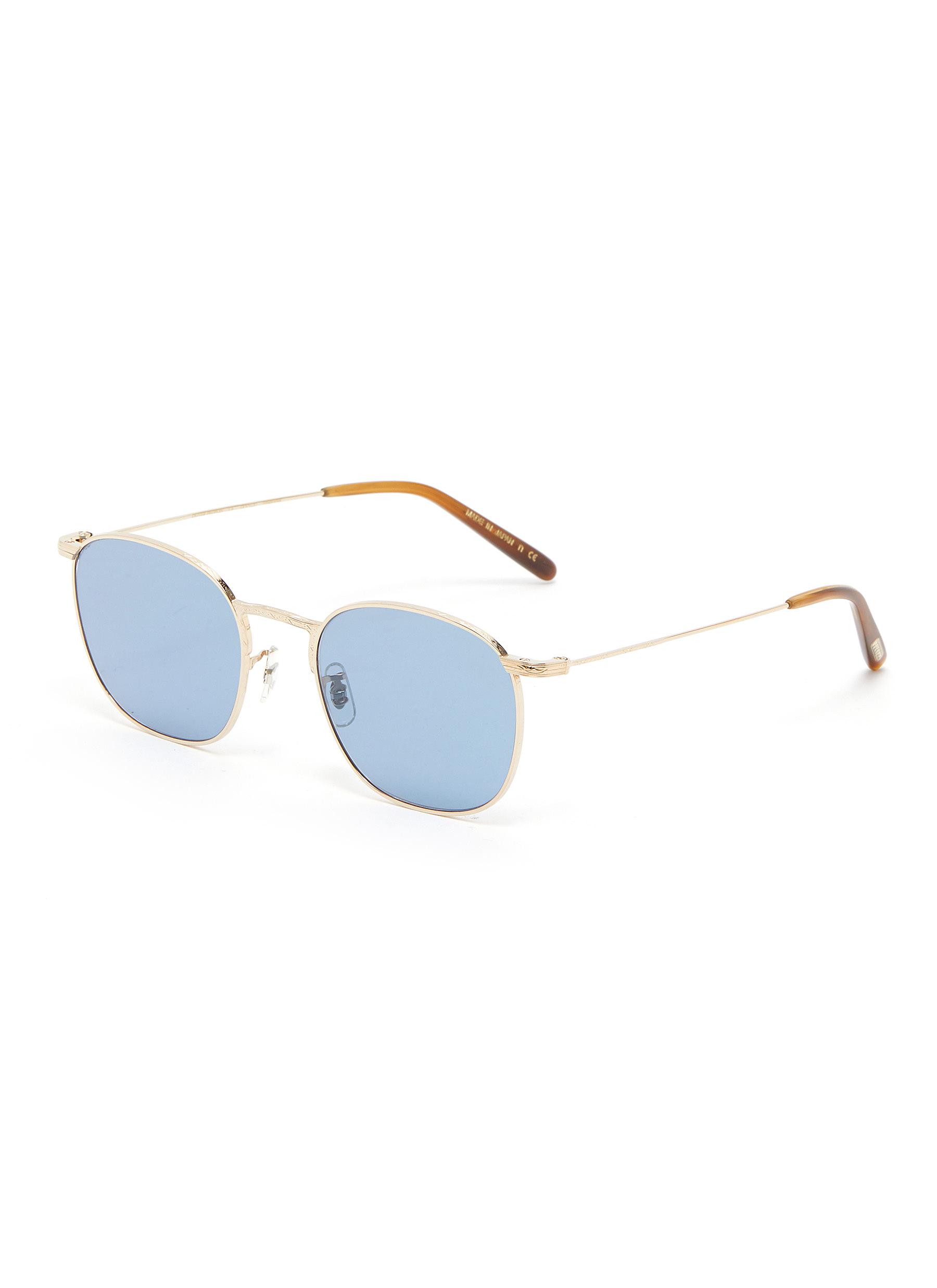 Goldsen Sun' Contrast Temple Carved Titanium Frame Sunglasses | Smart Closet