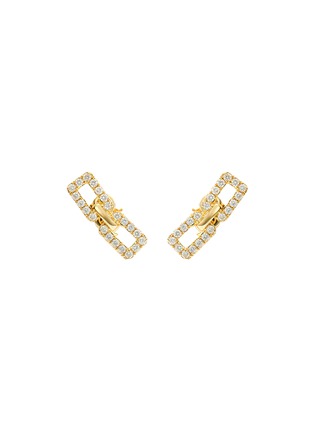 Detail View - Click To Enlarge - SARAH ZHUANG - Connected' diamond 18k gold drop earrings