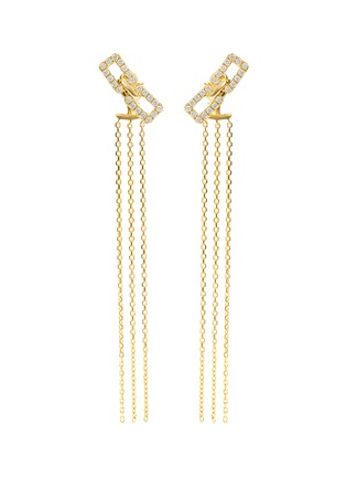 Main View - Click To Enlarge - SARAH ZHUANG - Connected' diamond 18k gold drop earrings
