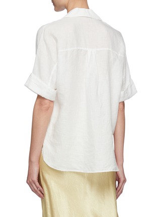 Back View - Click To Enlarge - THEORY - Curved Hem Patch Pocket Linen Shirt
