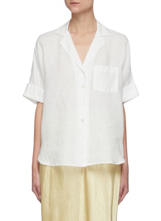Main View - Click To Enlarge - THEORY - Curved Hem Patch Pocket Linen Shirt