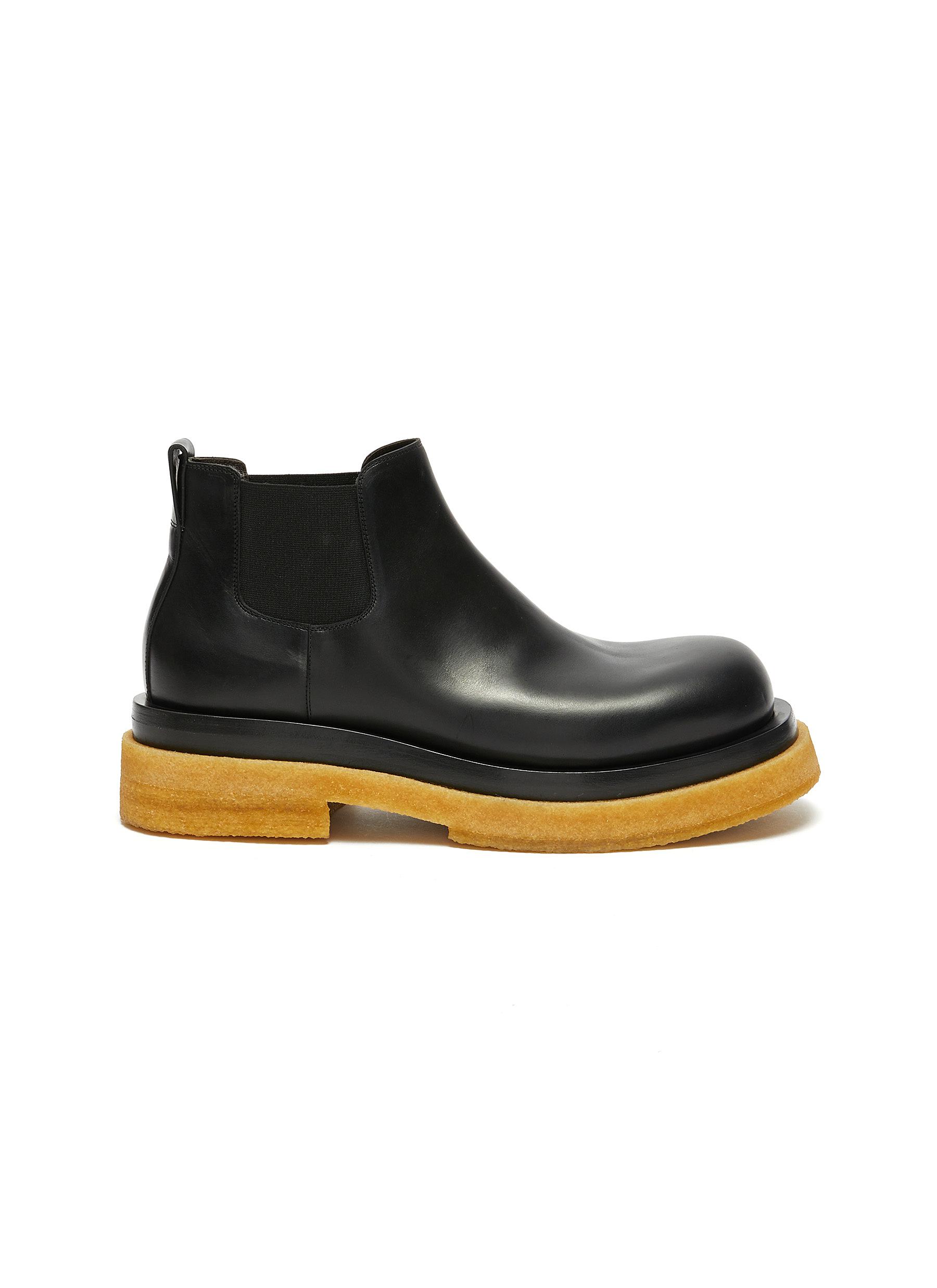 Crepe Sole Leather Ankle Chelsea Boots