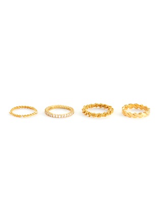Main View - Click To Enlarge - JOANNA LAURA CONSTANTINE - Mismatched Stone Pavé Twist Ring Set of Four