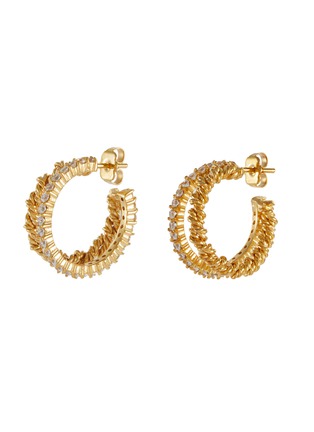Main View - Click To Enlarge - JOANNA LAURA CONSTANTINE - Double Band Stone Pavé Twist Hoop Earrings