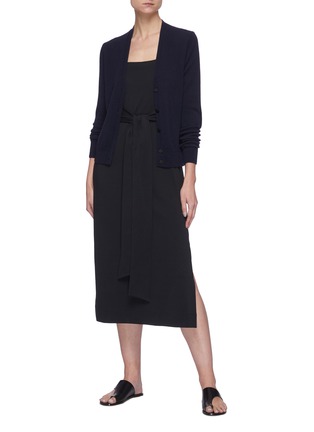 Figure View - Click To Enlarge - VINCE - Tie Waist Detail Sleeveless Cotton Midi Dress