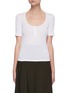 Main View - Click To Enlarge - VINCE - Scoop Neck Linen Cotton Blend Rib Top