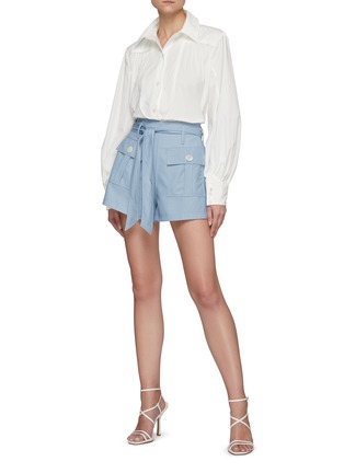 Figure View - Click To Enlarge - C/MEO COLLECTIVE - Magnetised' Belted A-line Flap Pocket Shorts