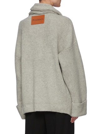 Back View - Click To Enlarge - JW ANDERSON - Oversized Draped Wool Blend Cardigan