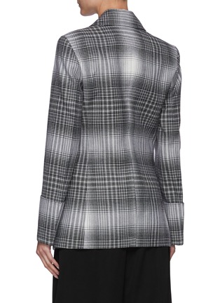 Back View - Click To Enlarge - JW ANDERSON - Roll-up Cuff Contrast Lapel Plaid Wool Blazer