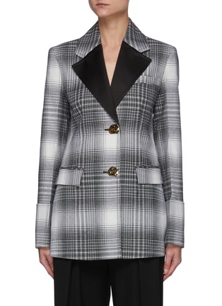 Main View - Click To Enlarge - JW ANDERSON - Roll-up Cuff Contrast Lapel Plaid Wool Blazer