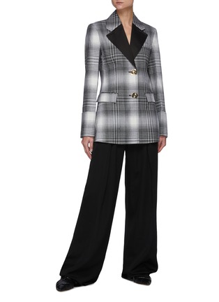 Figure View - Click To Enlarge - JW ANDERSON - Roll-up Cuff Contrast Lapel Plaid Wool Blazer