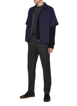 Figure View - Click To Enlarge - MAISON MARGIELA - Contrasting Stitching Zip Pocket Wool Pants