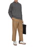 Figure View - Click To Enlarge - MAISON MARGIELA - Double Neck Trim Wool Sweater With Elbow Patches