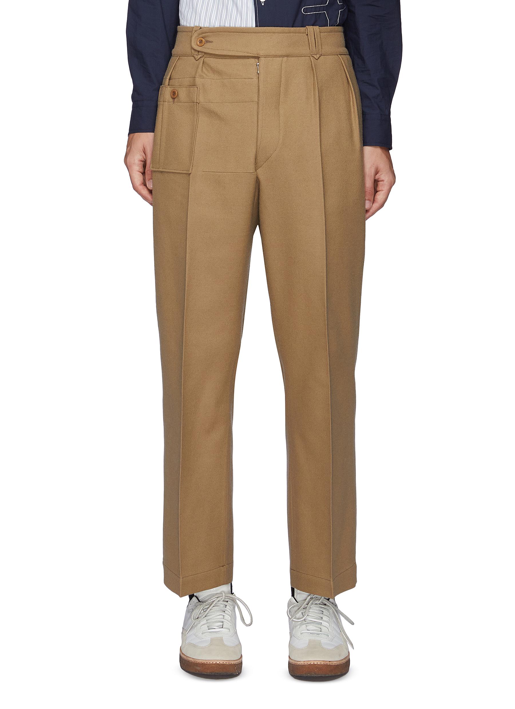 Maison Margiela High Waisted Asymmetric Cropped Pants In Brown