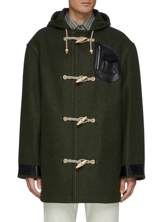 Main View - Click To Enlarge - MAISON MARGIELA - Patched Leather Virgin Wool Duffle Coat