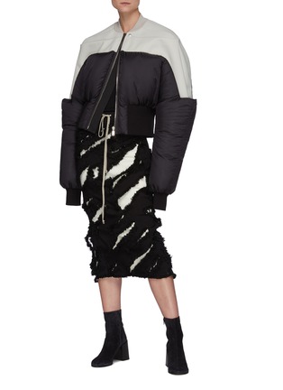 Figure View - Click To Enlarge - RICK OWENS  - Puffer Panelled Two Toned Bomber Jacket