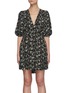 Main View - Click To Enlarge - GANNI - Floral V Neck Puff Sleeves Mini Dress