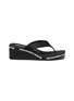 Main View - Click To Enlarge - ALEXANDER WANG - Square toe logo midsole wedged flip flops