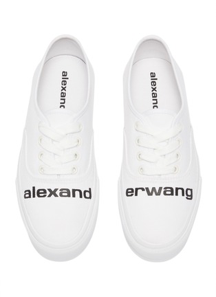Detail View - Click To Enlarge - ALEXANDERWANG -  ''Dropout' logo print canvas sneakers