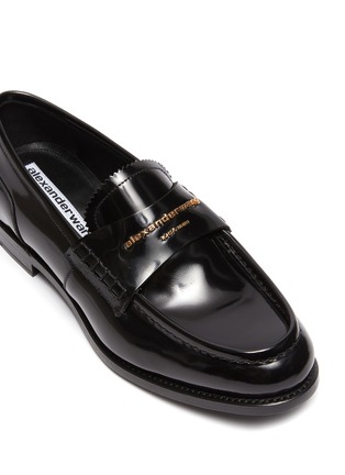 Detail View - Click To Enlarge - ALEXANDER WANG -  ''Carter' logo embossed leather loafers