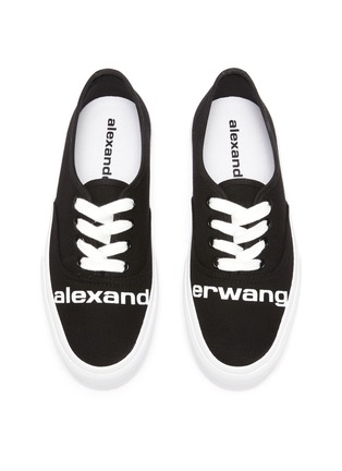 Detail View - Click To Enlarge - ALEXANDER WANG -  ''Dropout' logo print canvas sneakers