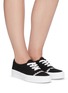 Figure View - Click To Enlarge - ALEXANDER WANG -  ''Dropout' logo print canvas sneakers