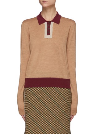Main View - Click To Enlarge - MAISON MARGIELA - Contrast Placket Polo Knit Sweater
