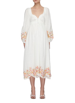 Main View - Click To Enlarge - ZIMMERMANN - 'Mae' floral print scalloped hem midi dress