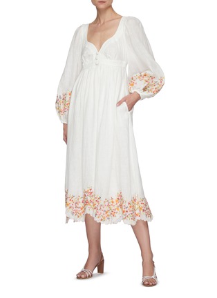 Figure View - Click To Enlarge - ZIMMERMANN - 'Mae' floral print scalloped hem midi dress