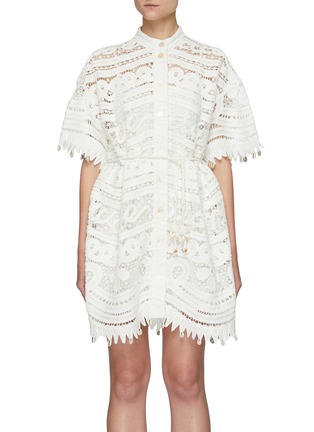 Main View - Click To Enlarge - ZIMMERMANN - Shelly' Embroidered Lace Shirt Dress