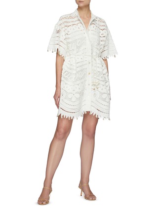 Figure View - Click To Enlarge - ZIMMERMANN - Shelly' Embroidered Lace Shirt Dress