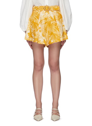 Main View - Click To Enlarge - ZIMMERMANN - 'Mae Palm' belted tuck shorts