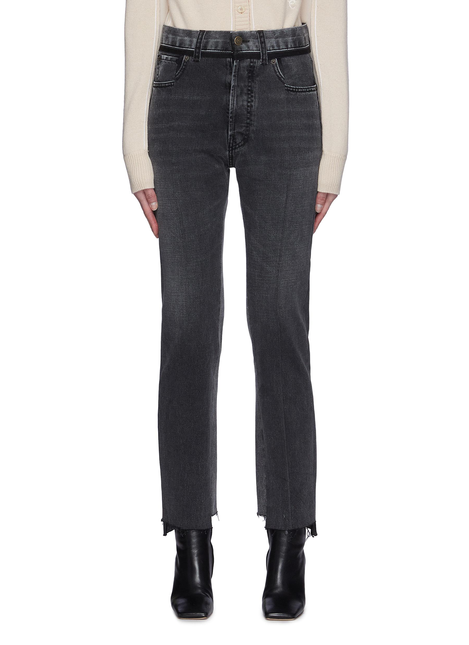 Patchworked Panelled Crop Flare Jeans
