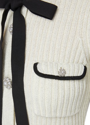  - SELF-PORTRAIT - Embellished Button Neck Bow Lurex Yarn Knit Dress