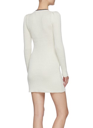 Back View - Click To Enlarge - SELF-PORTRAIT - Embellished Button Neck Bow Lurex Yarn Knit Dress