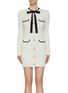 Main View - Click To Enlarge - SELF-PORTRAIT - Embellished Button Neck Bow Lurex Yarn Knit Dress