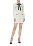 Figure View - Click To Enlarge - SELF-PORTRAIT - Embellished Button Neck Bow Lurex Yarn Knit Dress
