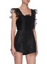 Detail View - Click To Enlarge - SELF-PORTRAIT - Lace trim bodice belted playsuit