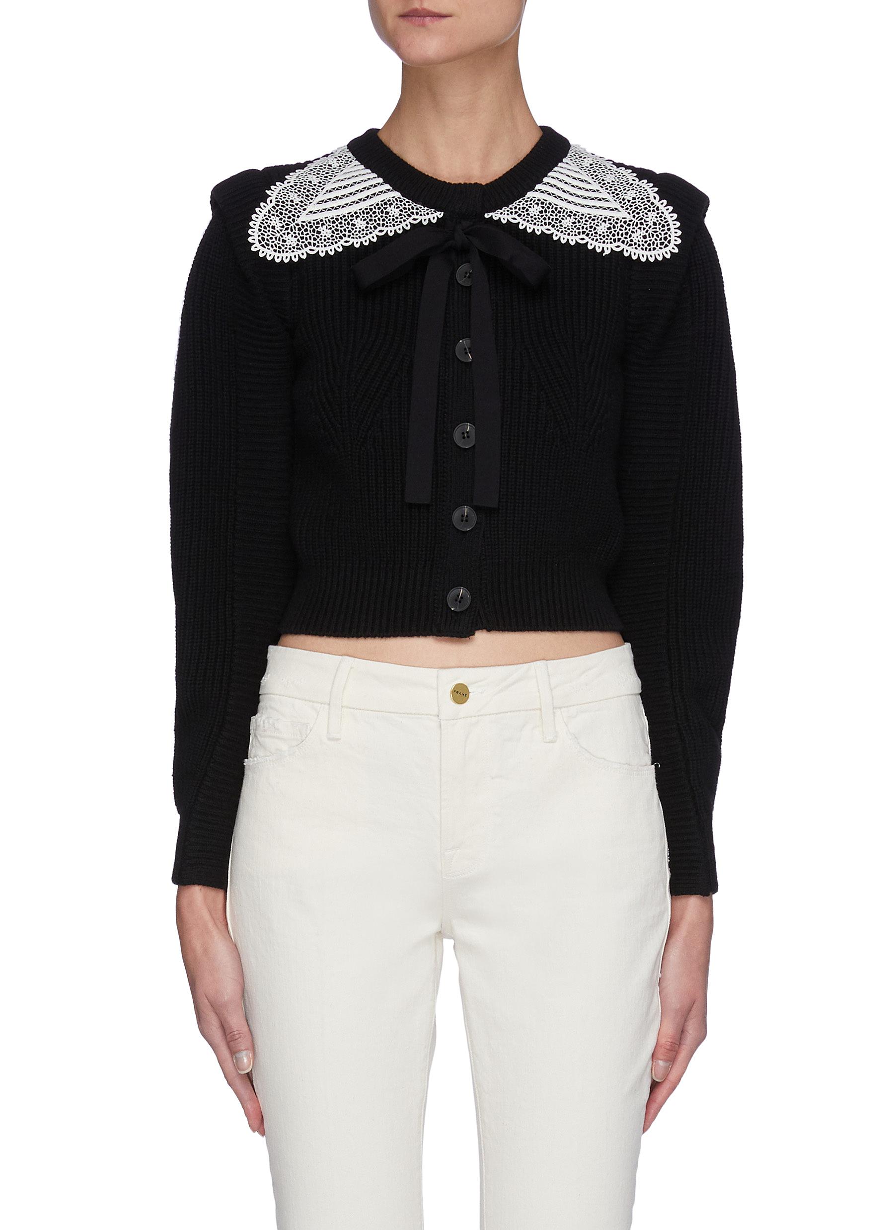 self portrait lace collar cardigan