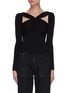 Main View - Click To Enlarge - SELF-PORTRAIT - Ruched detail cut-out neck rib-knit top