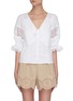 Main View - Click To Enlarge - SELF-PORTRAIT - Puff sleeve V-neck crop blouse